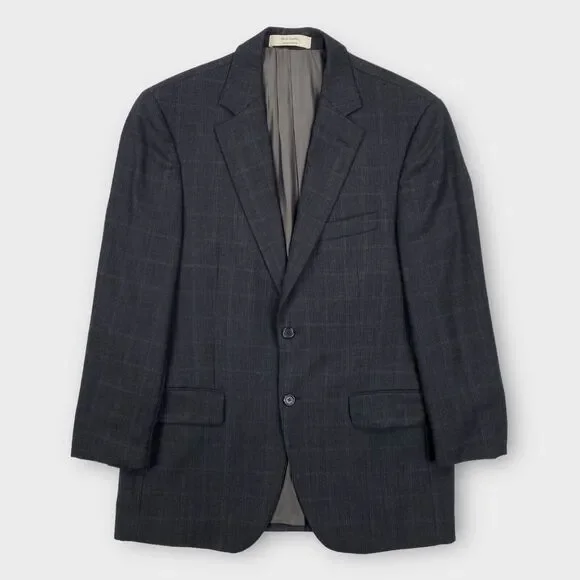 John W Nordstrom Loro Piana Suit Mens 40R 34x29 Windowpane Check Charcoal Wool - Picture 7 of 16